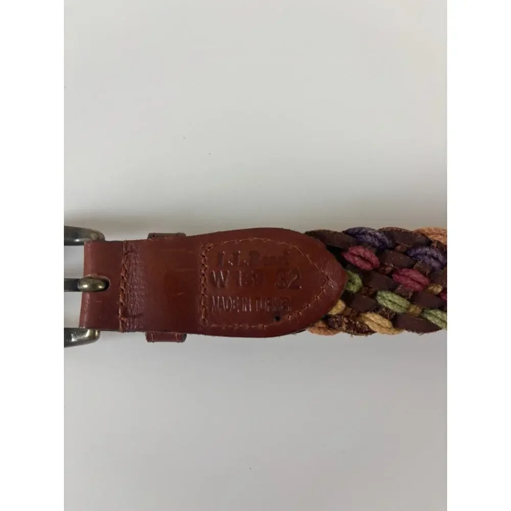 Vintage Y2K LL Bean Leather Braided Belt Women’s 32 Vintage Preppy Boho Western